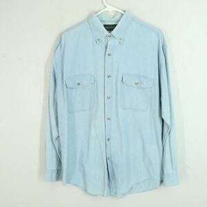 Vtg Neil Martin Denim Shirt Men M Light Blue Wash Button Front Pockets